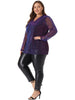 Sequin Relax Fit V Neck Sheer Sleeve Top
