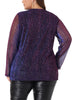 Sequin Relax Fit V Neck Sheer Sleeve Top