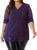 Sequin Relax Fit V Neck Sheer Sleeve Top