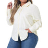 Plus Size Faux Leather Shirts for Women Loose Fit Blazer Long Sleeves Button Motorcycle Biker Coat Casual Jacket