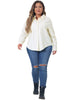 Plus Size Faux Leather Shirts for Women Loose Fit Blazer Long Sleeves Button Motorcycle Biker Coat Casual Jacket