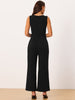 Sleeveless Tie Waist Stretchy Wide Legs Jumpsuits with Pockets