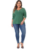 Knit Relax Fit V Neck Roll Up Sleeve Top