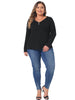 Knit Relax Fit V Neck Roll Up Sleeve Top