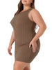 H Line Textured Round Neck Sleeveless Dress