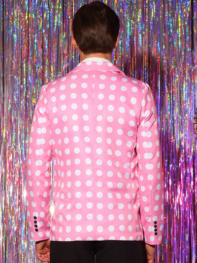 Polka Dots Blazers for Men's Notch Lapel One Button Wedding Suit Jacket Sports Coats