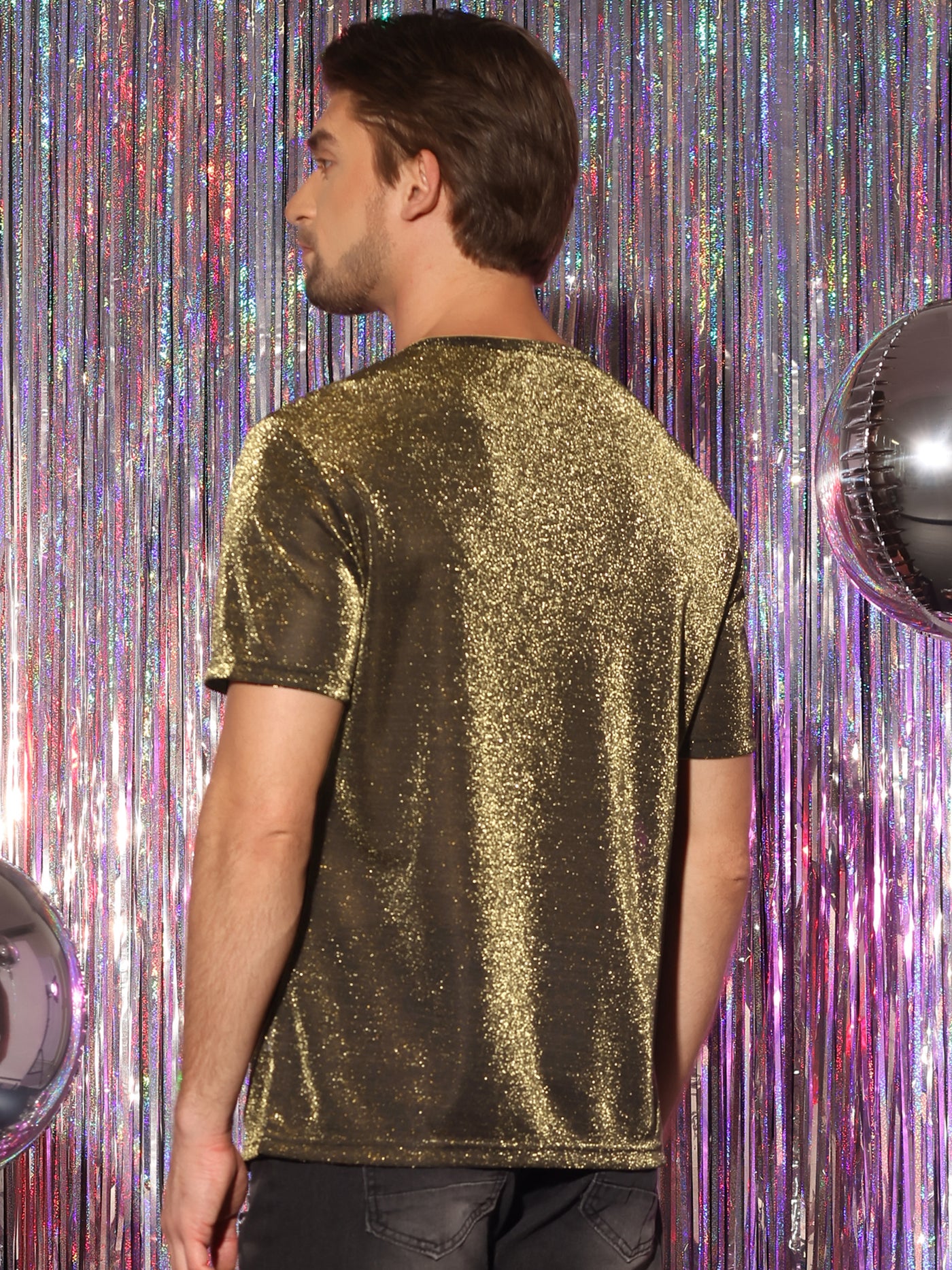 Bublédon Men's Sheer Mesh Short Sleeves See Through Party Disco Tee T-Shirts Tops