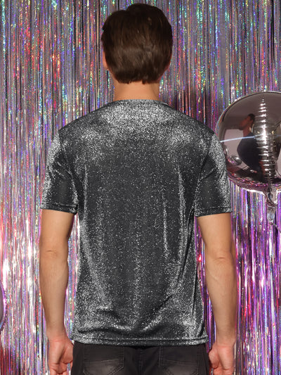 Men's Sheer Mesh Short Sleeves See Through Party Disco Tee T-Shirts Tops