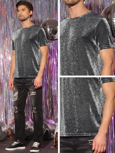 Men's Sheer Mesh Short Sleeves See Through Party Disco Tee T-Shirts Tops
