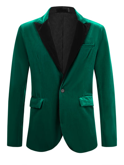 Velvet Suit Jacket for Men's Contrast Lapel Wedding Party Velour Blazer