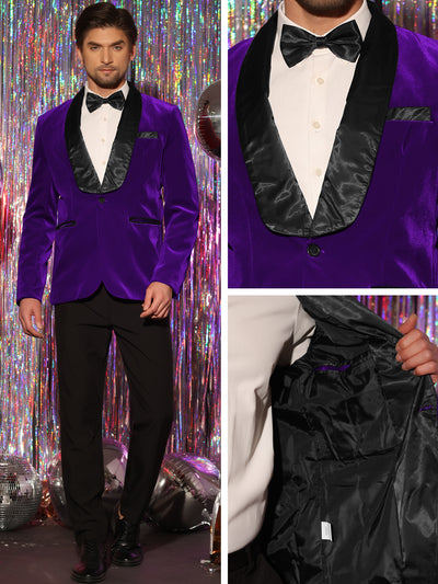 Velvet Tuxedo Blazers for Men's Shawl Lapel Business Wedding Sports Coats