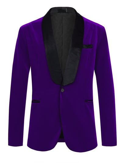 Velvet Tuxedo Blazers for Men's Shawl Lapel Business Wedding Sports Coats