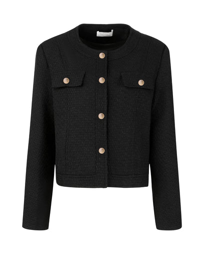 Women's Work Cropped Blazer Long Sleeve Elegant Tweed Jacket
