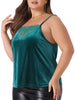 Velvet Camisole for Women Plus Size Adjustable Strap Lace Sleeveless Cami Tank Tops