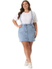 Plus Size Suspender Skirt for Women Adjustable Strap Cross Back Mini A-Line Denim Skirts