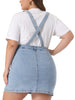 Plus Size Suspender Skirt for Women Adjustable Strap Cross Back Mini A-Line Denim Skirts