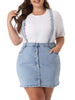 Plus Size Suspender Skirt for Women Adjustable Strap Cross Back Mini A-Line Denim Skirts