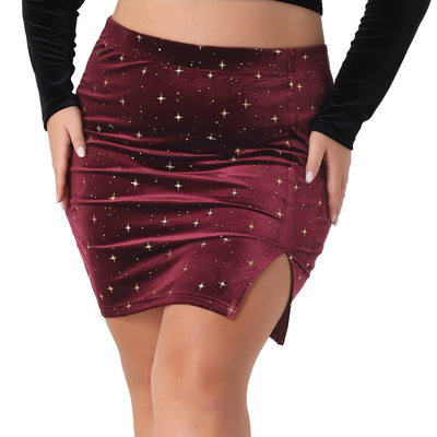 Plus Size Skirt for Women Party Bodycon Floral Velvet Mini Skirts