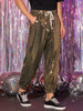Sequins Drawstring Pants for Men&