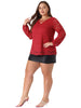 Lace Blouse for Women Plus Size Sheer Long Sleeve Elastic Cuff Layer Cross V Neck Tops