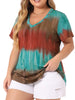 Knit V Neck Short Sleeve High Low Blouse