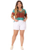 Knit V Neck Short Sleeve High Low Blouse