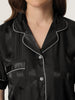 Womens Satin Striped Button Down Sleepwear Short Sleeve Long Pants Pajama Set