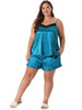 Satin H Line Coin Dot V Neck Ruffle Trim Camisole