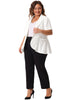 Knit X Line Notched Lapel Short Sleeve Blazer