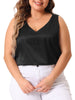 Plus Size Silk Satin Tank Tops for Women V Neck Casual Cami Sleeveless Blouses Summer Basic Camisole