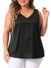 Plus Size Silk Satin Tank Tops for Women V Neck Casual Cami Sleeveless Blouses Summer Basic Camisole