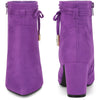 Pointed Toe Bow Block Heel Ankle Boots for Women