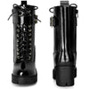 Round Toe Platform Chunky Heel Combat Boots for Women