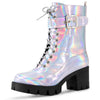 Round Toe Platform Chunky Heel Combat Boots for Women