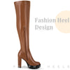 Platform Chunky Heels Over the Knee High Boots for Women