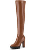Platform Chunky Heels Over the Knee High Boots for Women