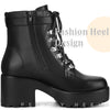 Round Toe Platform Chunky Heels Combat Boots for Women