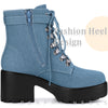 Round Toe Platform Chunky Heels Combat Boots for Women