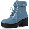 Round Toe Platform Chunky Heels Combat Boots for Women