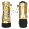Round Toe Platform Chunky Heels Combat Boots for Women