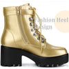 Round Toe Platform Chunky Heels Combat Boots for Women
