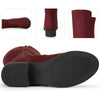 Round Toe Side Zip Chunky Heels Knee High Boots for Women