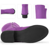Round Toe Side Zip Chunky Heels Knee High Boots for Women