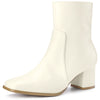 Square Toe Side Zip Chunky Heel Ankle Boots for Women