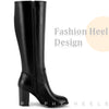 Round Toe Chunky Heel Knee High Boots for Women