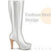 Round Toe Platform Chunky Heel Knee High Boots for Women