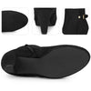 Round Toe Side Zip Platform Chunky Heel Ankle Boots for Women