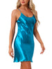 Womens Satin Nightgown Racerback Adjustable Suspender Spaghetti Strap Camisole Pajamas