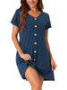 Womens Button Short Sleeve Soft Nightgown