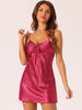 Womens Satin Nightgown Sleeveless Backless Cami Sleepwear with Breast Pads Short Pajamas